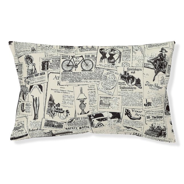 Vintage Newspaper   Pet Bed (Front)