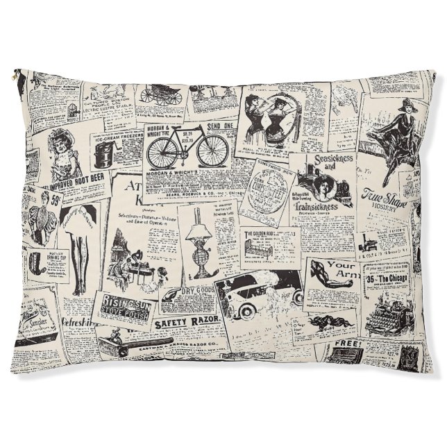 Vintage Newspaper   Pet Bed (Front)