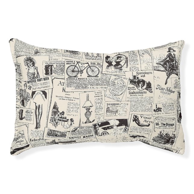 Vintage Newspaper   Pet Bed (Front)