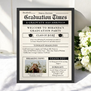 Vintage Newspaper Photo Graduation Welcome Poster