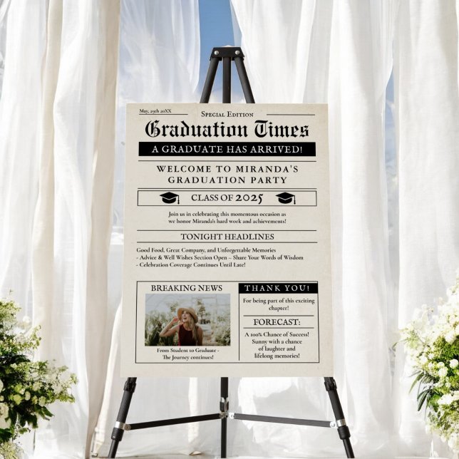 Vintage Newspaper Photos Graduation Welcome Foam Board (Vintage Newspaper Photos Graduation Welcome Foam Board)