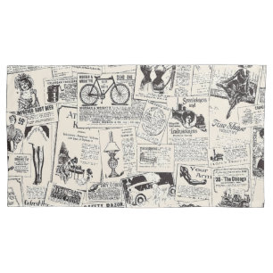 Vintage Newspaper  Pillow Case