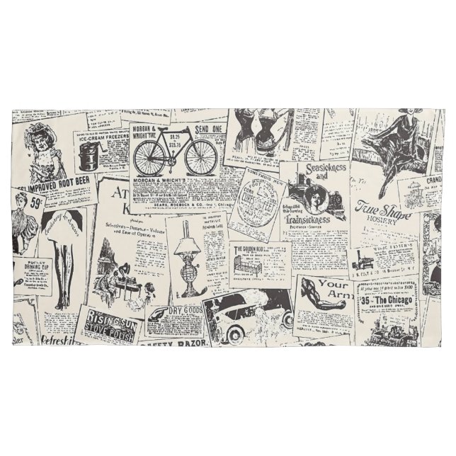Vintage Newspaper  Pillow Case (Front)
