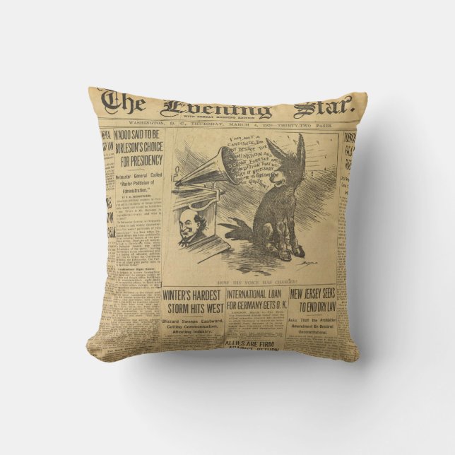 Vintage Newspaper Pillow! Throw Pillow (Front)