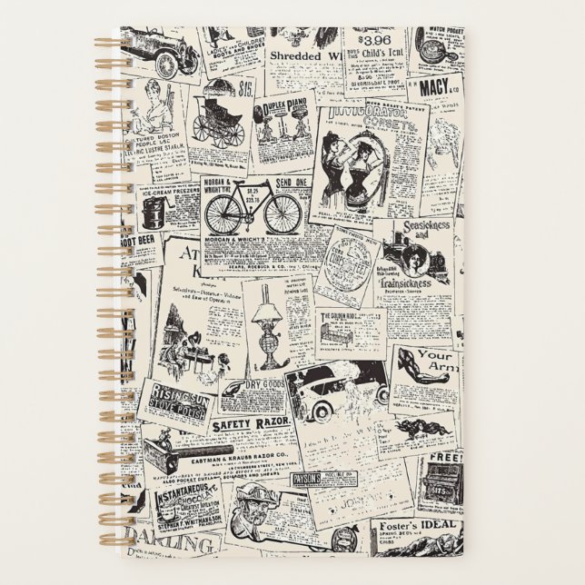 Vintage Newspaper  Planner (Front)