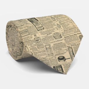 Vintage Newspaper Print Neck Tie