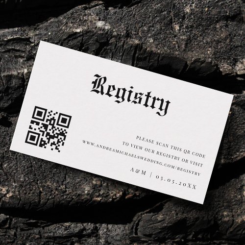 Vintage Newspaper Qr Code Wedding Gift Registry Enclosure Card