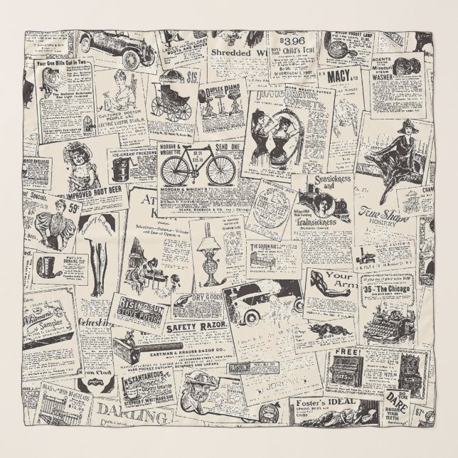 Vintage Newspaper Scarf (Front)