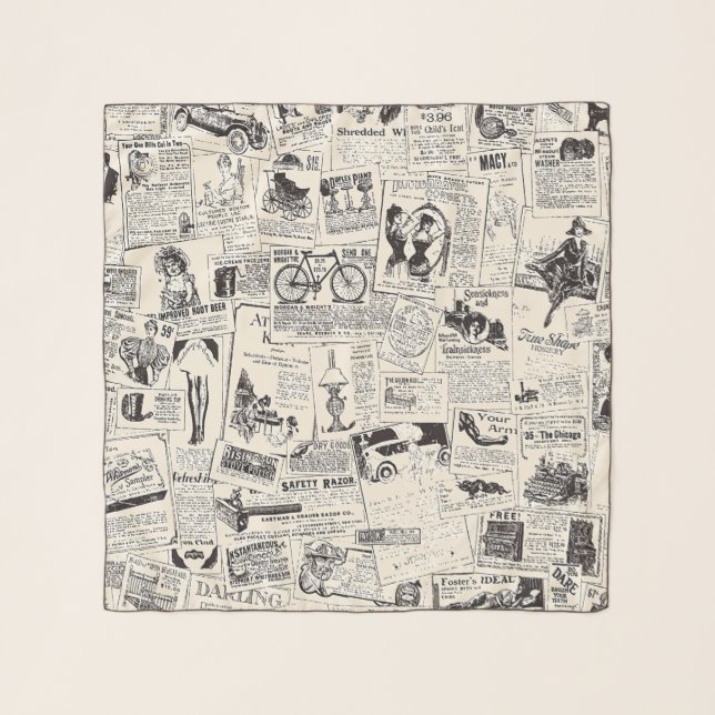 Vintage Newspaper   Scarf (Front)