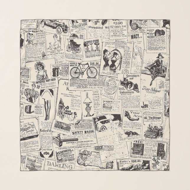 Vintage Newspaper   Scarf (Front)