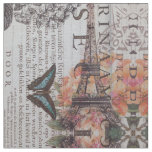 vintage newspaper scripts  Paris eiffel tower Fabric