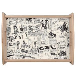 Vintage Newspaper  Serving Tray