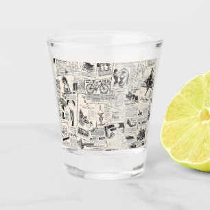 Vintage Newspaper   Shot Glass
