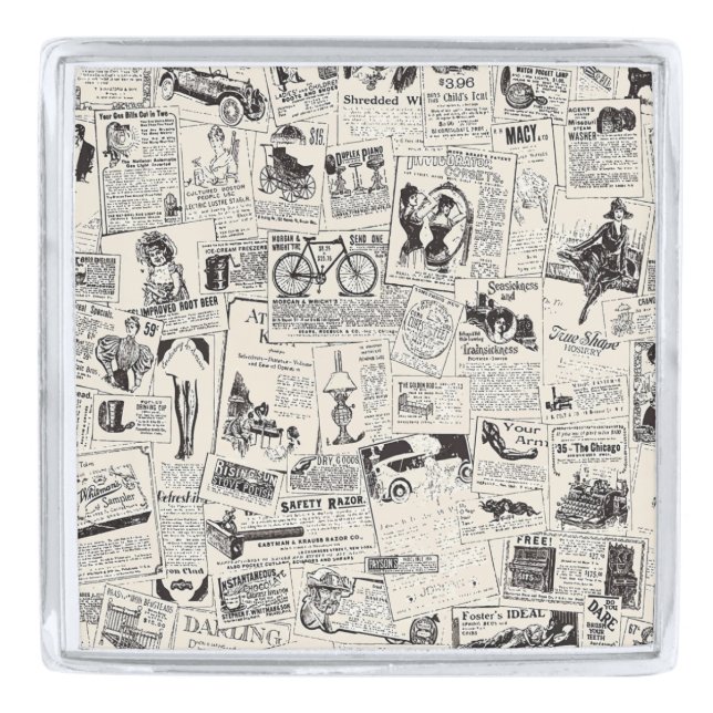 Vintage Newspaper  Silver Finish Lapel Pin (Front)