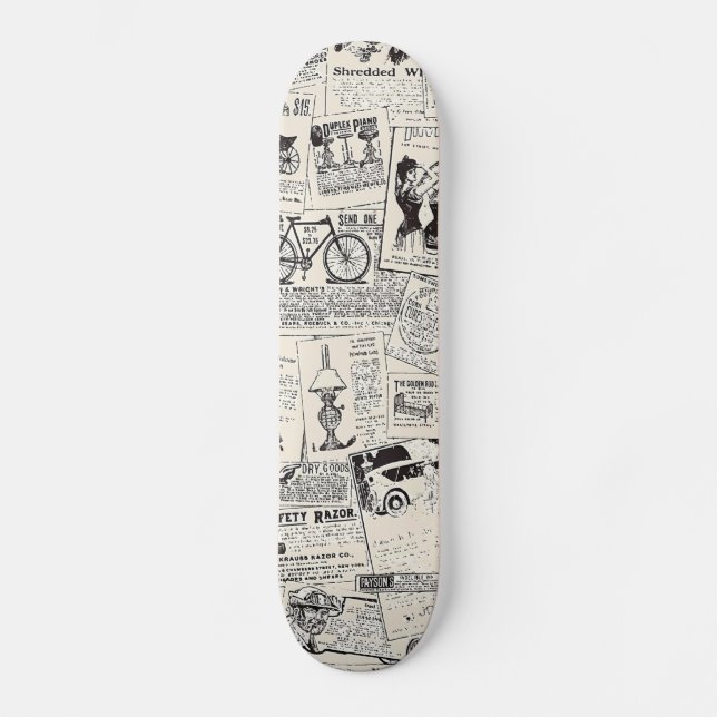 Vintage Newspaper  Skateboard (Front)