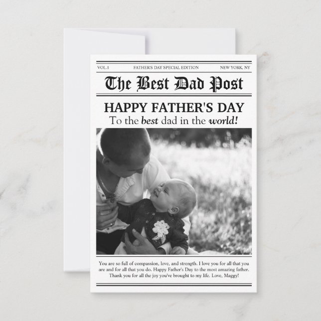 Vintage Newspaper Style Father’s Day Card (Front)