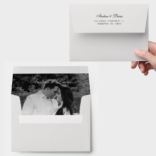 Vintage Newspaper Style Photo Elegant Wedding Envelope