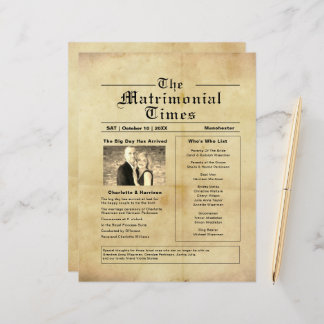 Vintage Newspaper Style Wedding Program