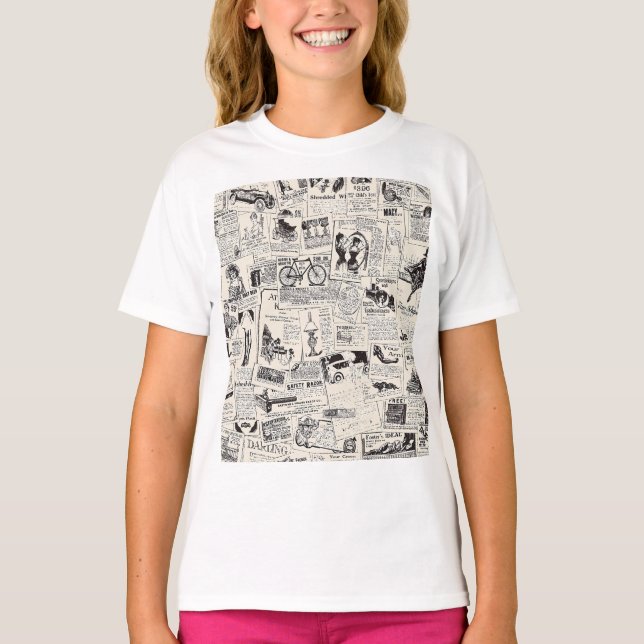 Vintage Newspaper   T-Shirt (Front)