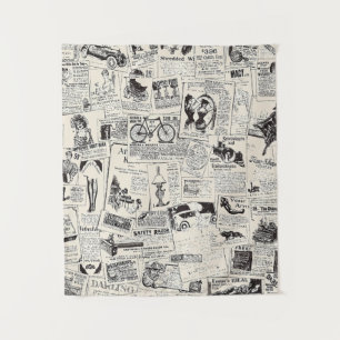 Vintage Newspaper  Tapestry