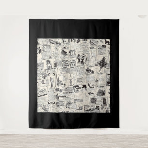 Vintage Newspaper   Tapestry