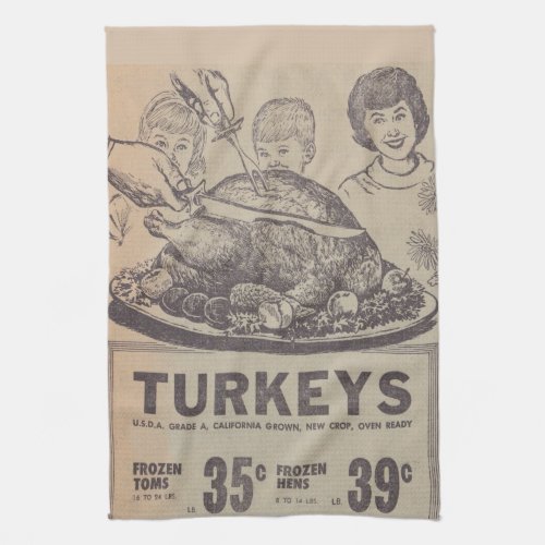 Vintage Newspaper Thanksgiving Kitchen Towel