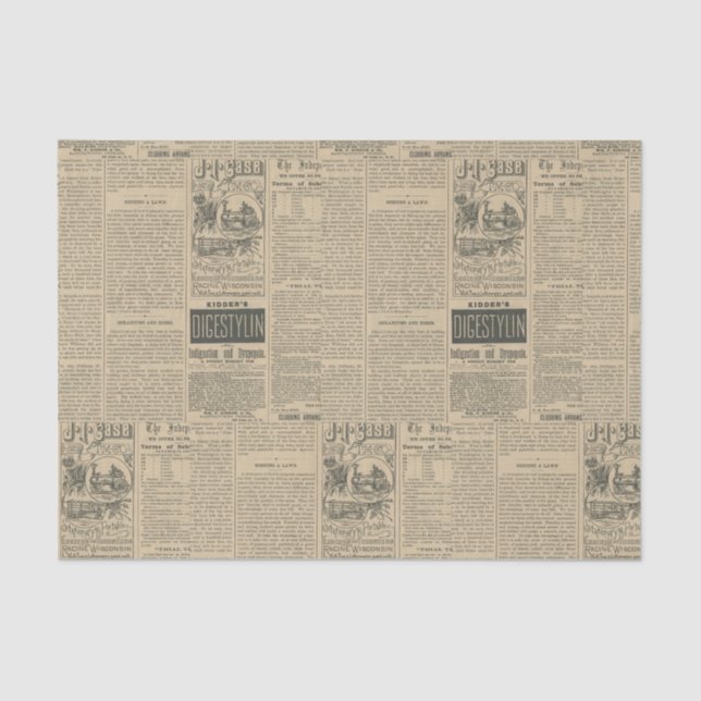 Vintage Newspaper Tissue Paper (Front)