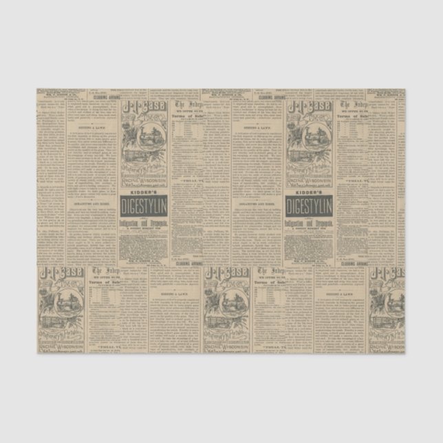 Vintage Newspaper Tissue Paper (Front)