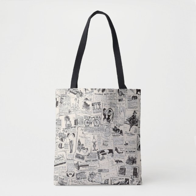 Vintage Newspaper  Tote Bag (Front)