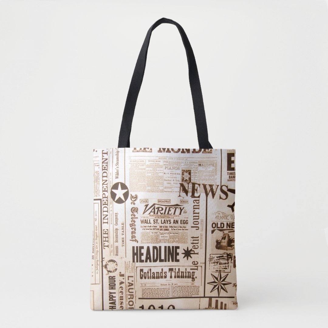 vintage newspaper tote bag Zazzle