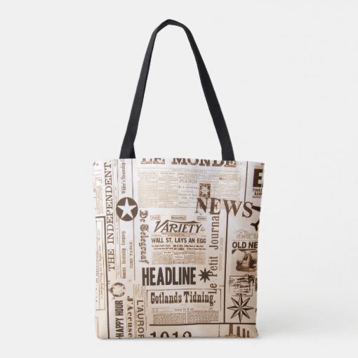 vintage newspaper tote bag Zazzle