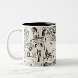 Vintage Newspaper Two-Tone Coffee Mug