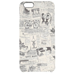 Vintage Newspaper Clear iPhone 6 Plus Case