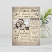 Vintage Newspaper Unique Save the Date Photo (Standing Front)