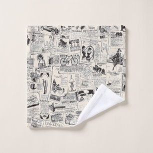 Vintage Newspaper   Wash Cloth