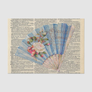 Vintage Newspaper with French Fan Decoupage Tissue Paper