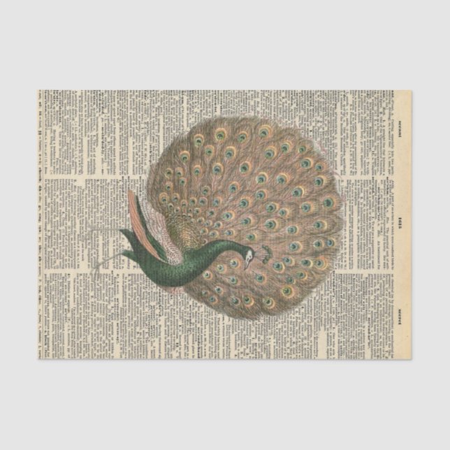 Vintage Newspaper with Pheasant Decoupage Tissue Paper (Front)