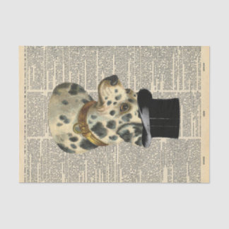 Vintage Newspaper with Top Hat Dog Decoupage Tissue Paper