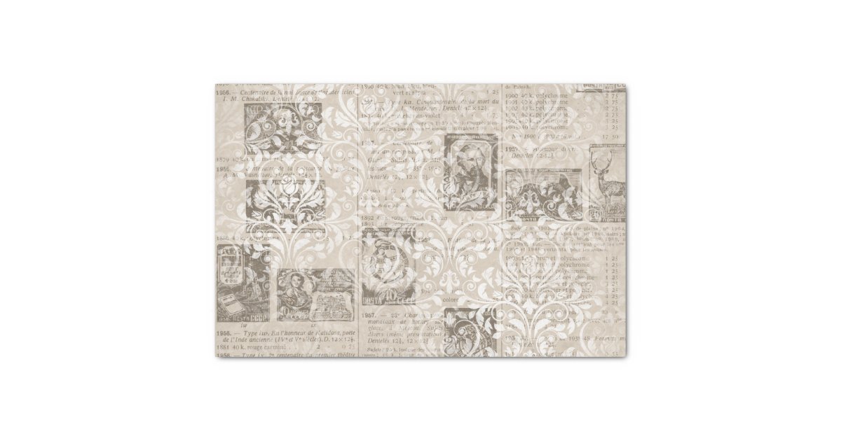 Vintage Newsprint Collage Tissue Paper Zazzle