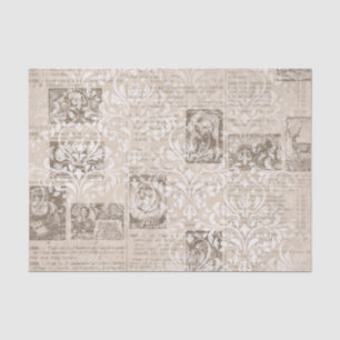 Vintage Newsprint Collage Tissue Paper