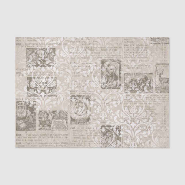 Vintage Newsprint Collage Tissue Paper (Front)