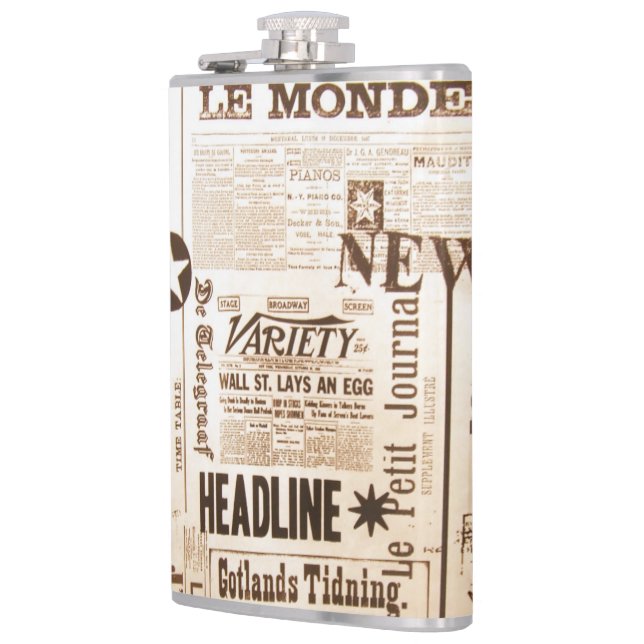 Vintage Newsprint Flask (Left)