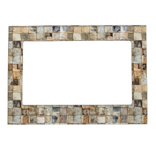 Vintage Newsprint & Parchment Collage Magnetic Frame