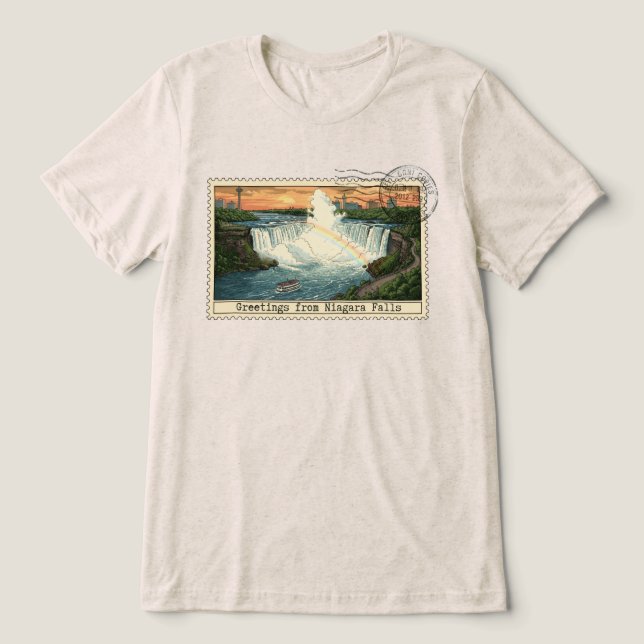 Vintage Niagara Falls Postage Stamp Tri-Blend Shirt (Design Front)