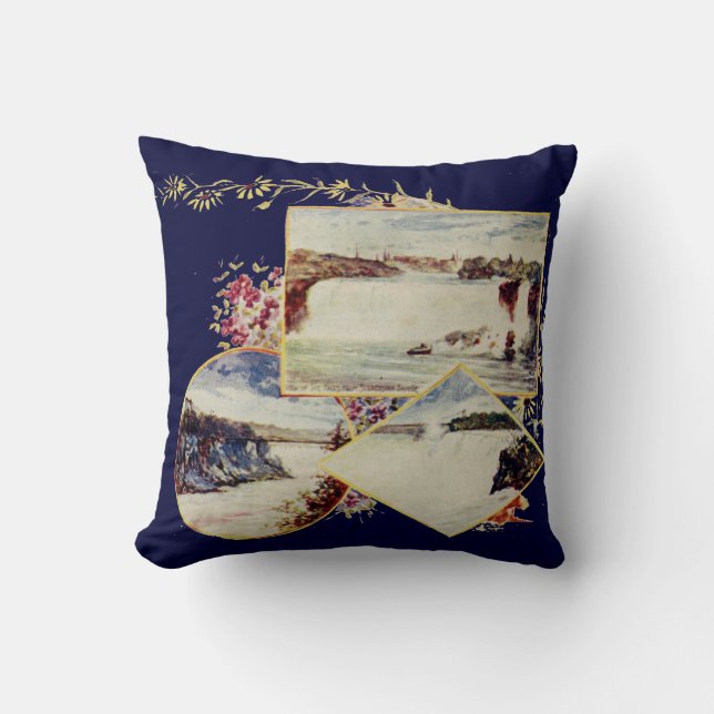 Vintage Niagara Falls Summer Throw Pillow (Front)