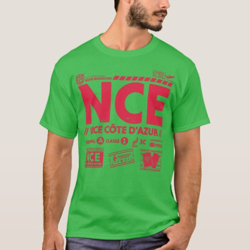 Vintage Nice Cote dAzur NCE Airport Code Travel Da T_Shirt