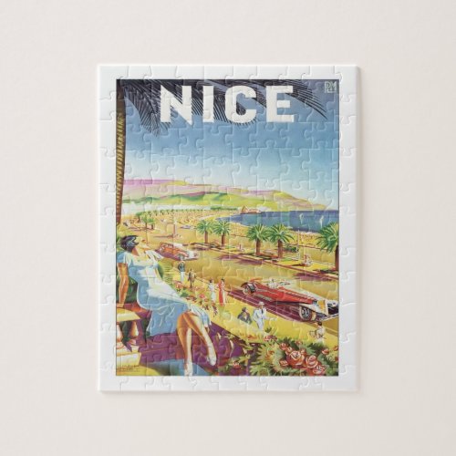 Vintage Nice France Postcard Jigsaw Puzzle