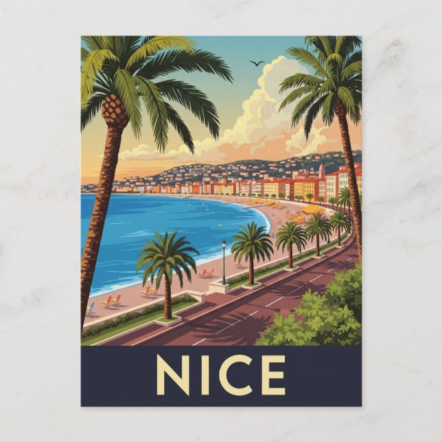 Vintage Nice France Travel Postcard (Front)