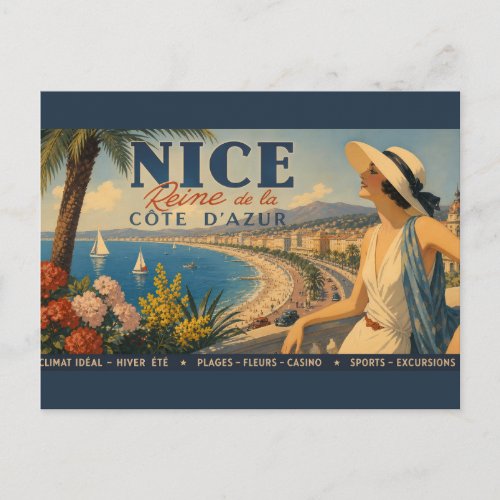 Vintage Nice Reine Cote D'Azur Postcard