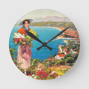 Vintage Nice Reine Cote D'Azur Round Clock